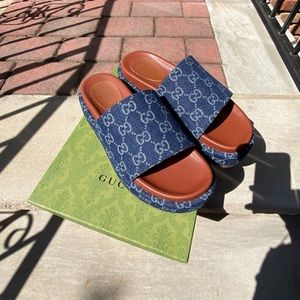Gucci(?) Denim Platform Slides